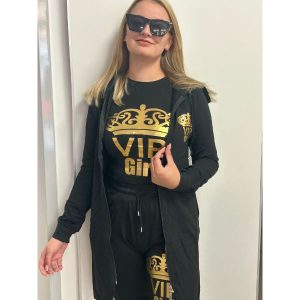 „VIP Girl” 3 részes Női Fekete/Fekete Tréningruha/Szabadidőruha